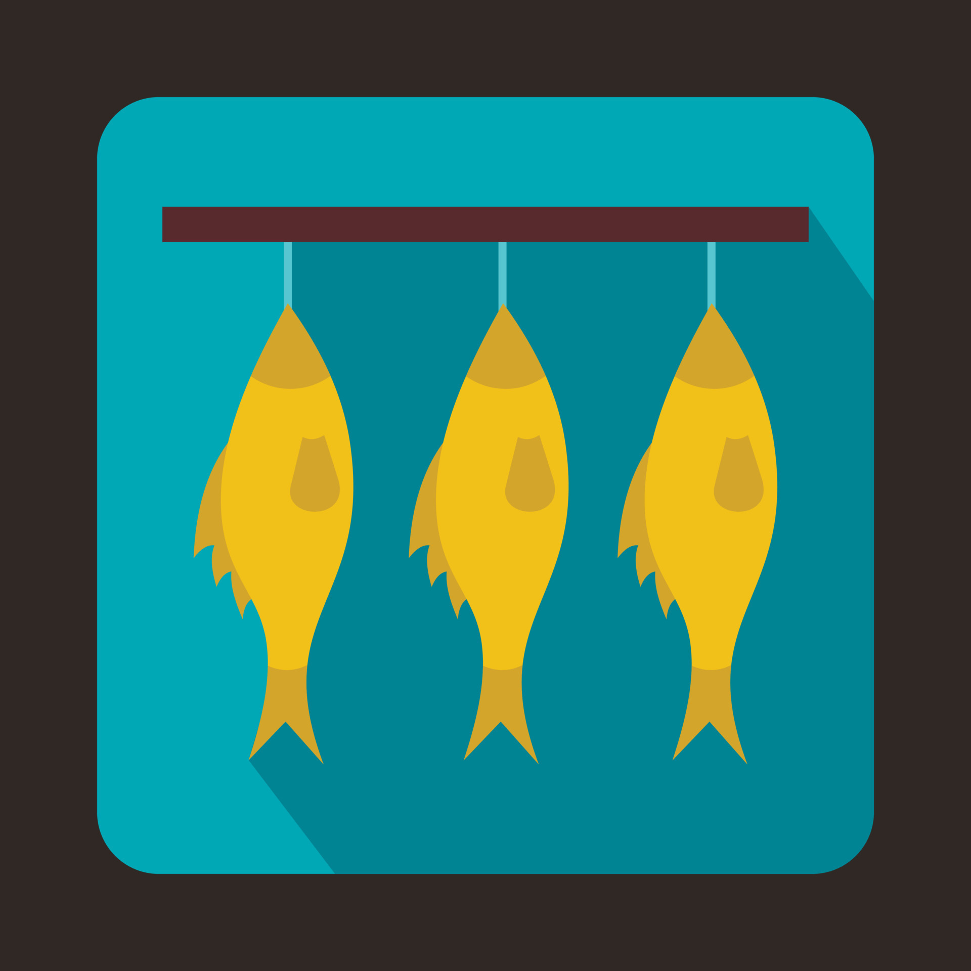Three dried fish hanging on a rope icon 14367935 Vector Art at Vecteezy