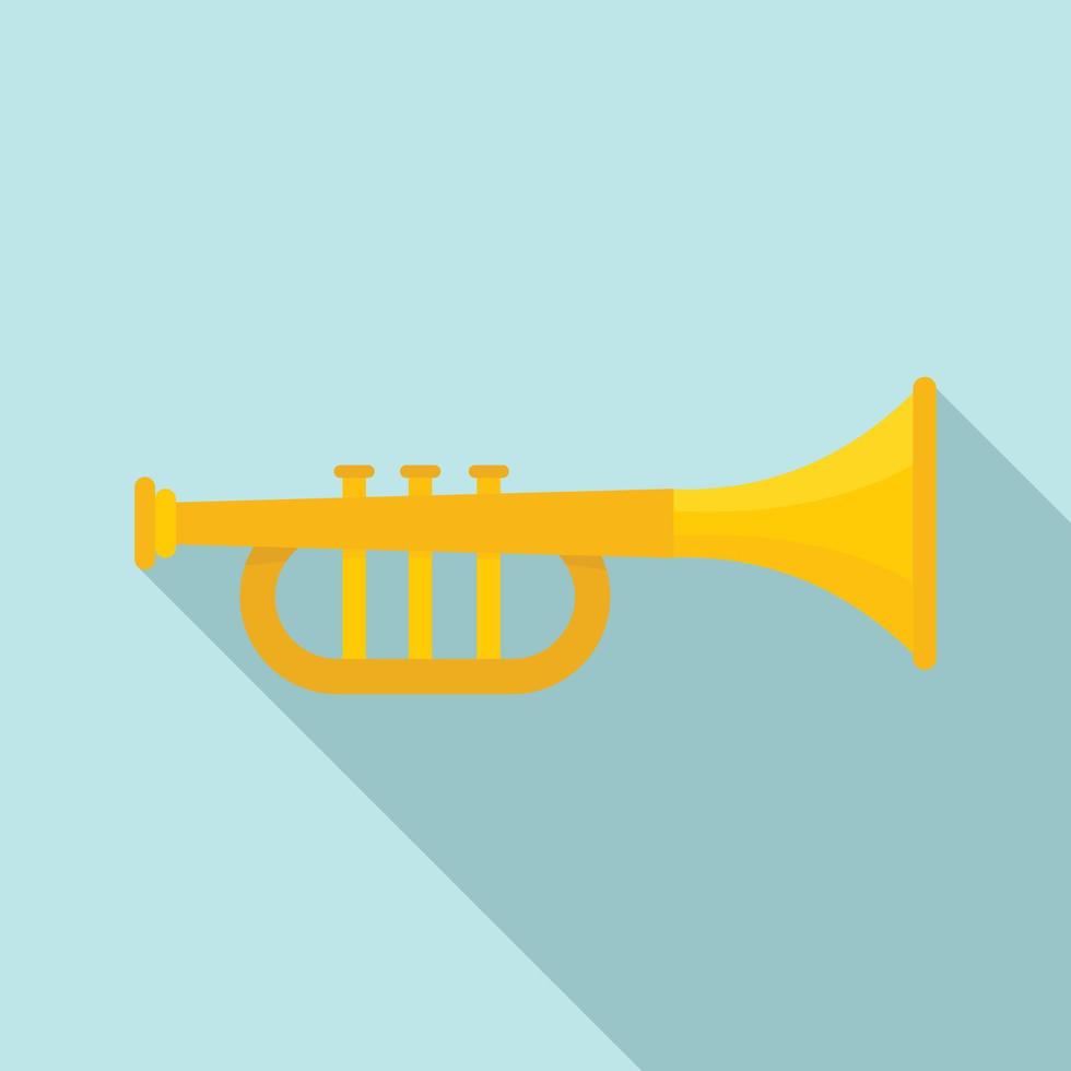 Gold trumpet icon, flat style vector