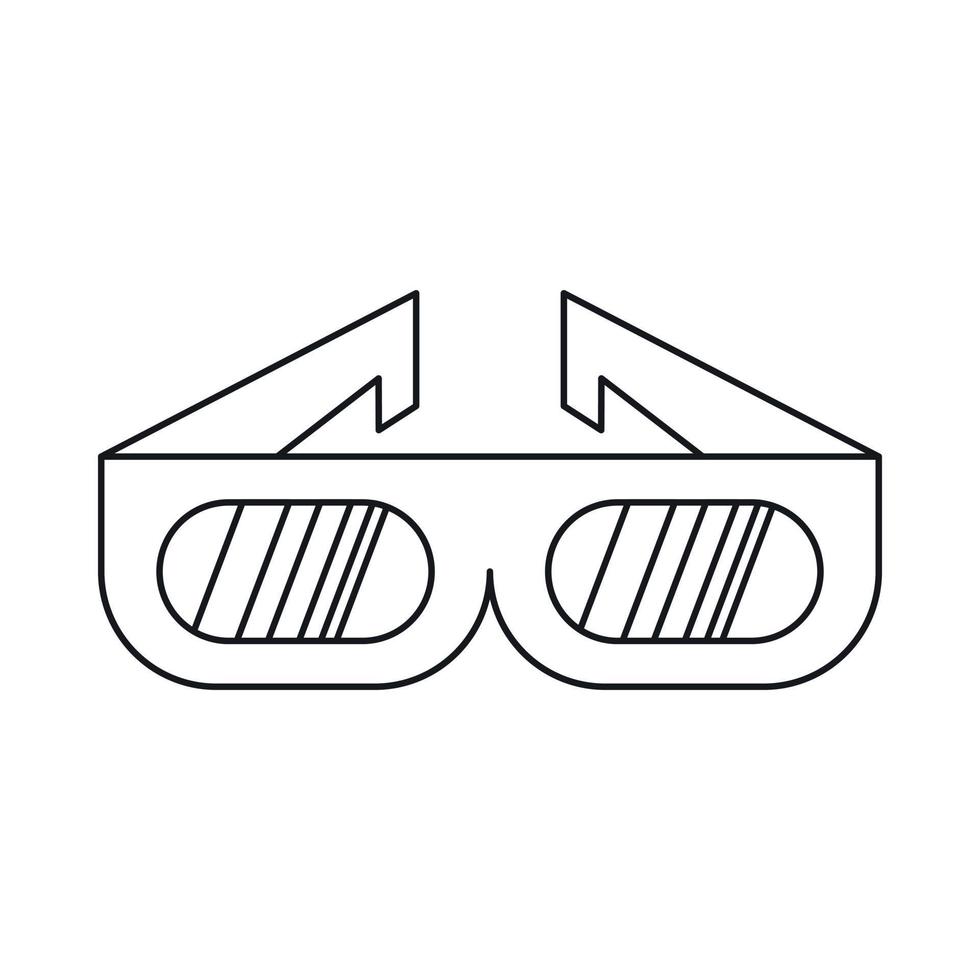 icono de gafas de cine 3d en estilo de esquema vector