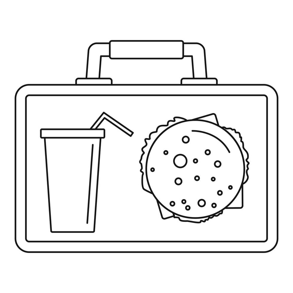 icono de bolsa de almuerzo, estilo de contorno vector