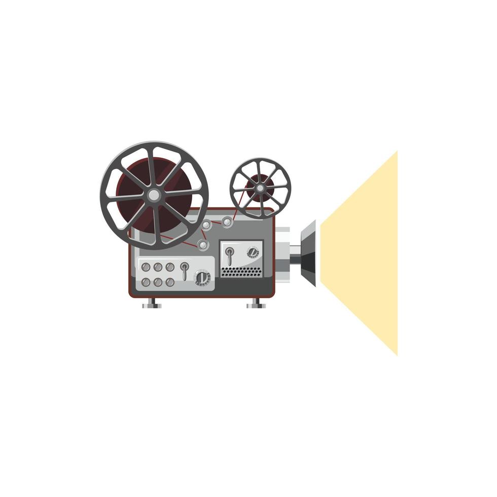 icono de proyector de película retro, estilo de dibujos animados vector