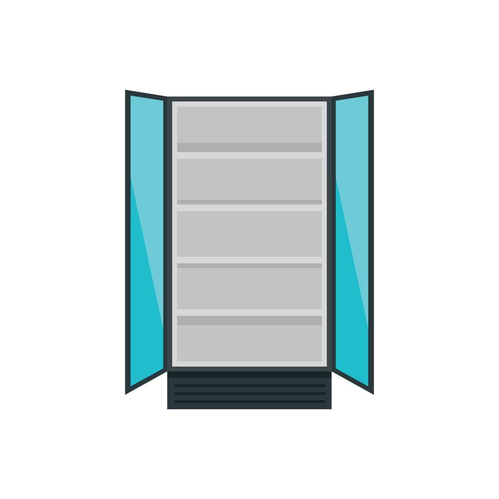 Open commercial fridge icon, flat style vector