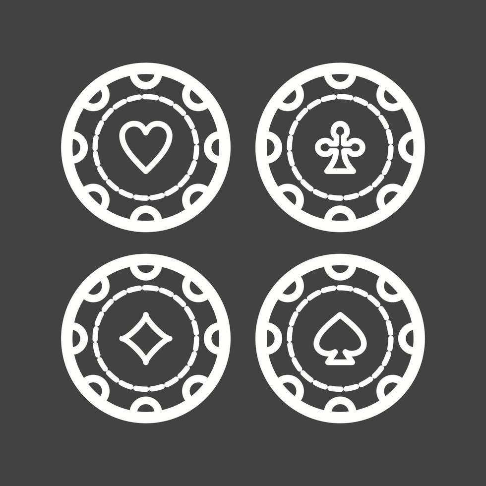 Casino Chips Line Inverted Icon vector