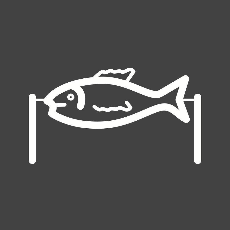 Grilled FIsh Line Inverted Icon vector