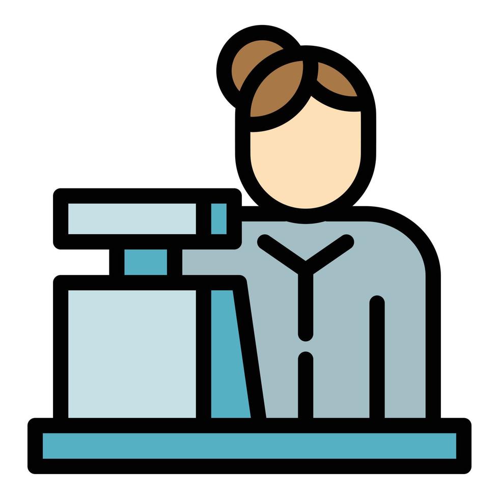 Woman cashier icon, outline style vector