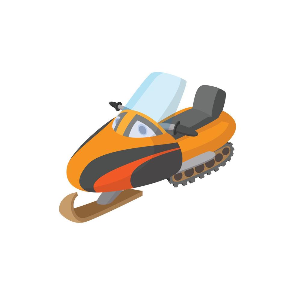 Snowmobile icon, cartoon style vector