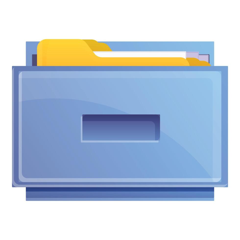 Metal drawer documents icon, cartoon style vector