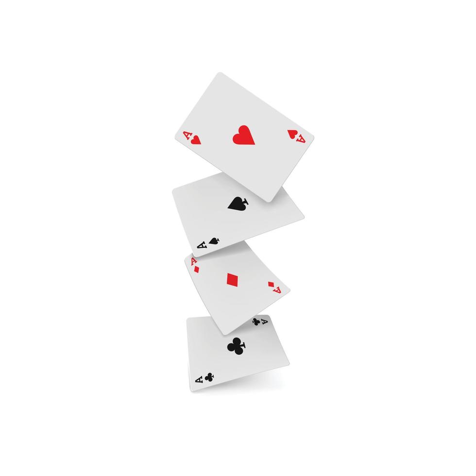 Four aces playing cards icon, realistic style vector