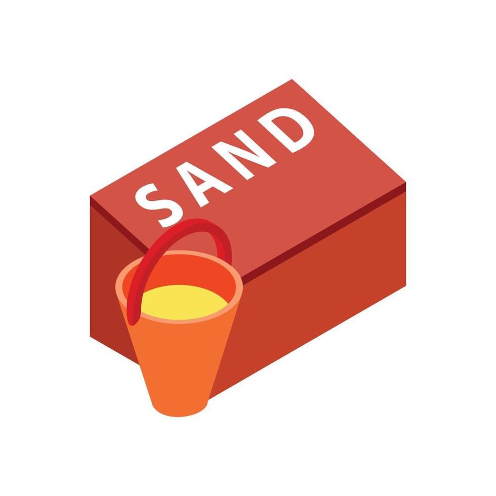 Box for sand to fire safety with bucket icon vector