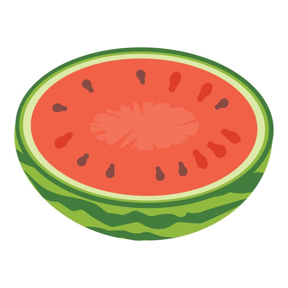 vector de dibujos animados de icono de media sandía. rebanada de fruta
