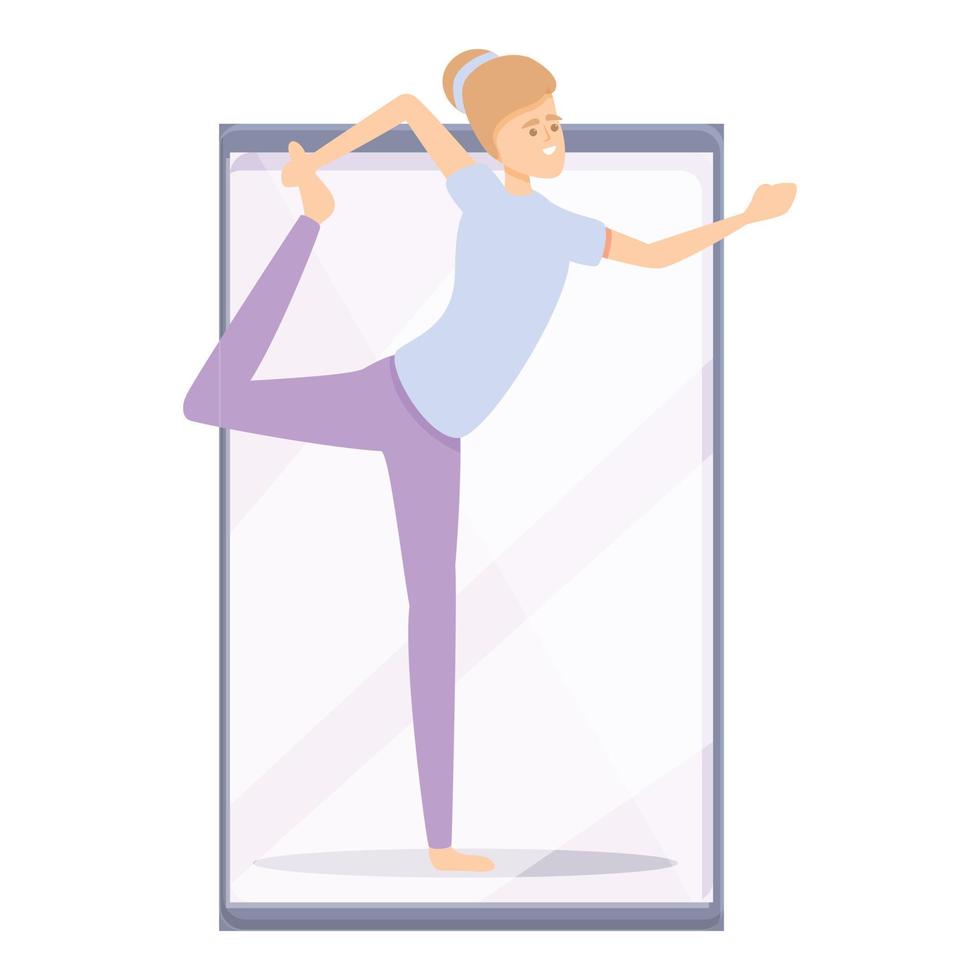 Girl fitness blog icon, cartoon style vector