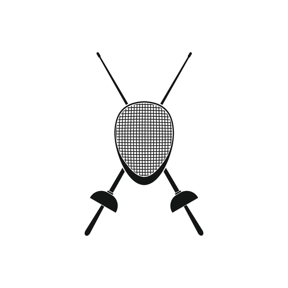 Fencing swords and helmet mask icon vector