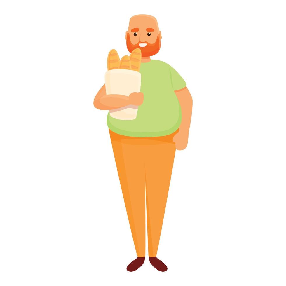 Gluttony bread pack icon, cartoon style vector