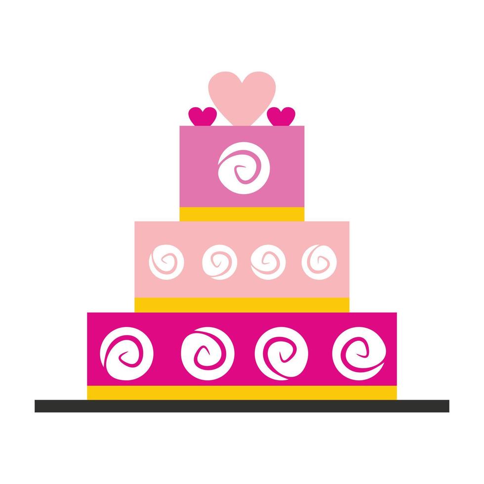 pastel de bodas, plano, icono vector