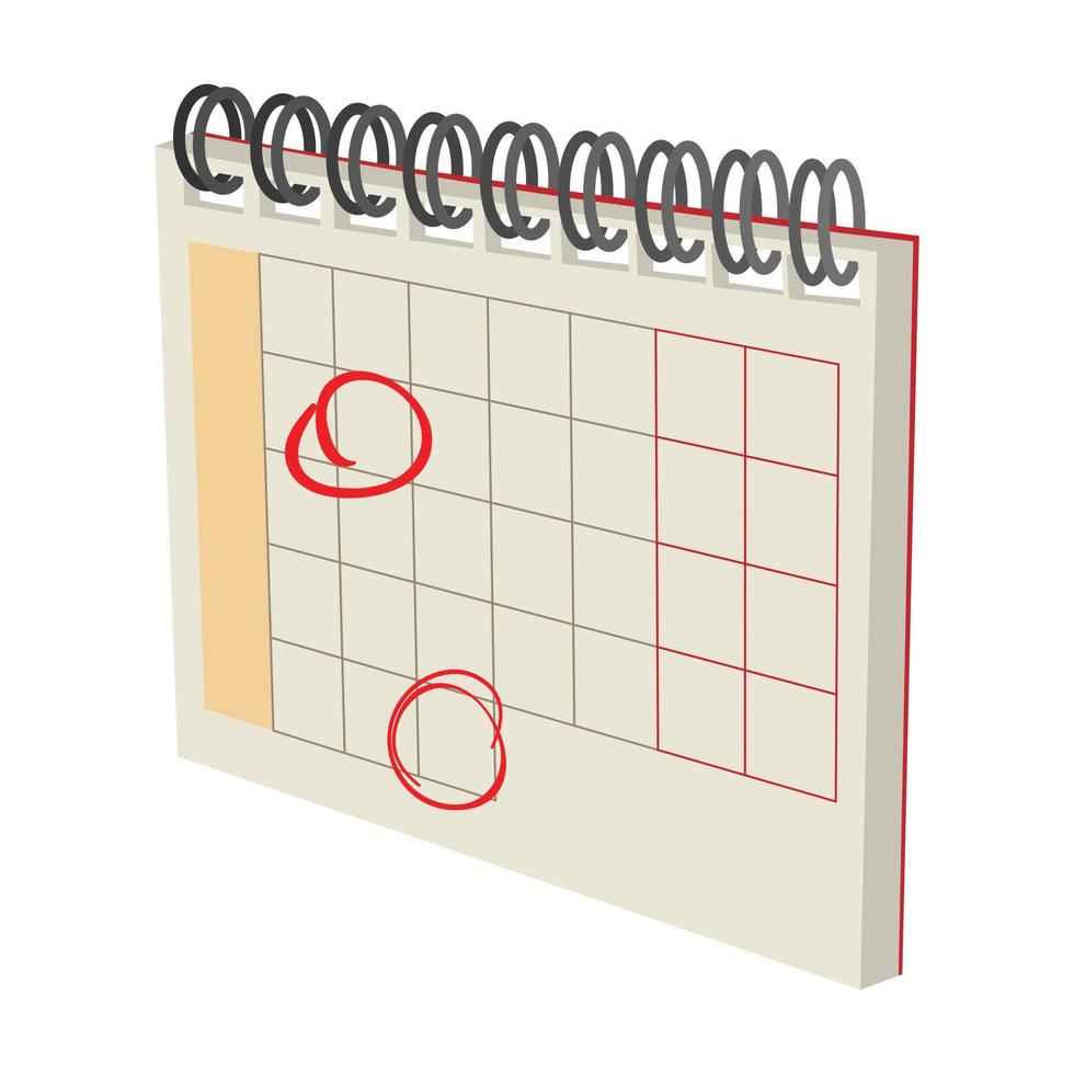 Calendar with marks cartoon icon vector