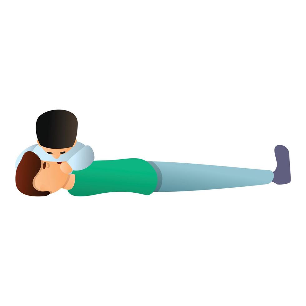 Artificial respiration icon, cartoon style vector