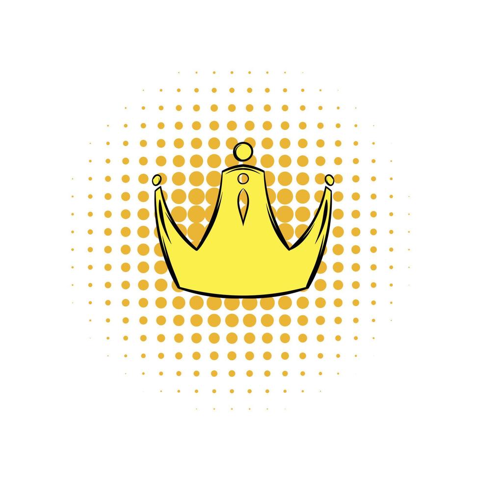 Golden crown comics icon vector
