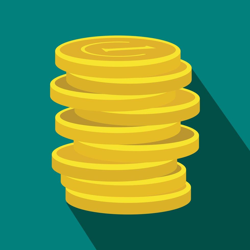 Lucky gold coin flat icon vector