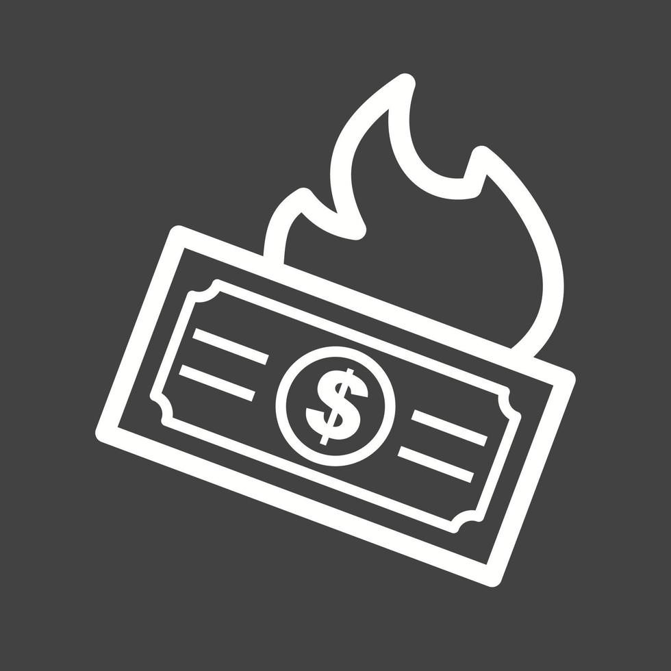 Dollar on Fire Line Inverted Icon vector