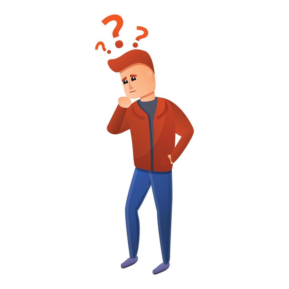 Man question quest icon, cartoon style vector