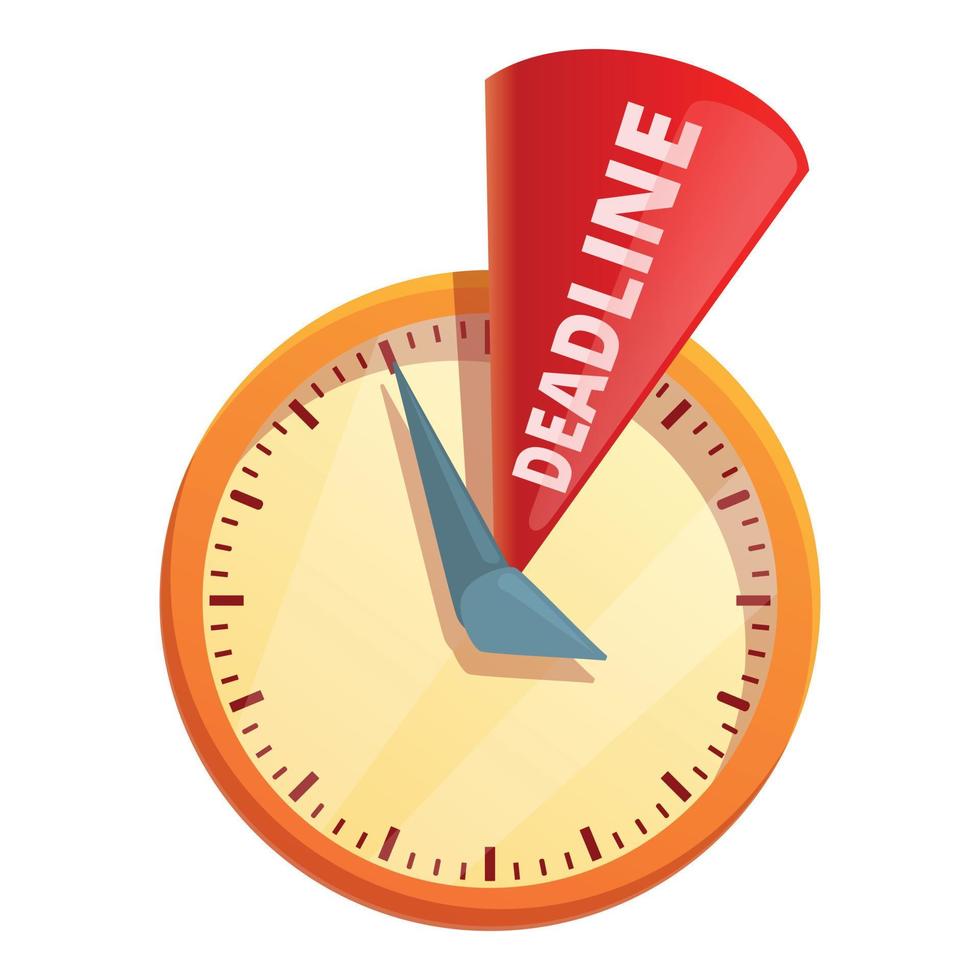 Deadline time icon, cartoon style vector