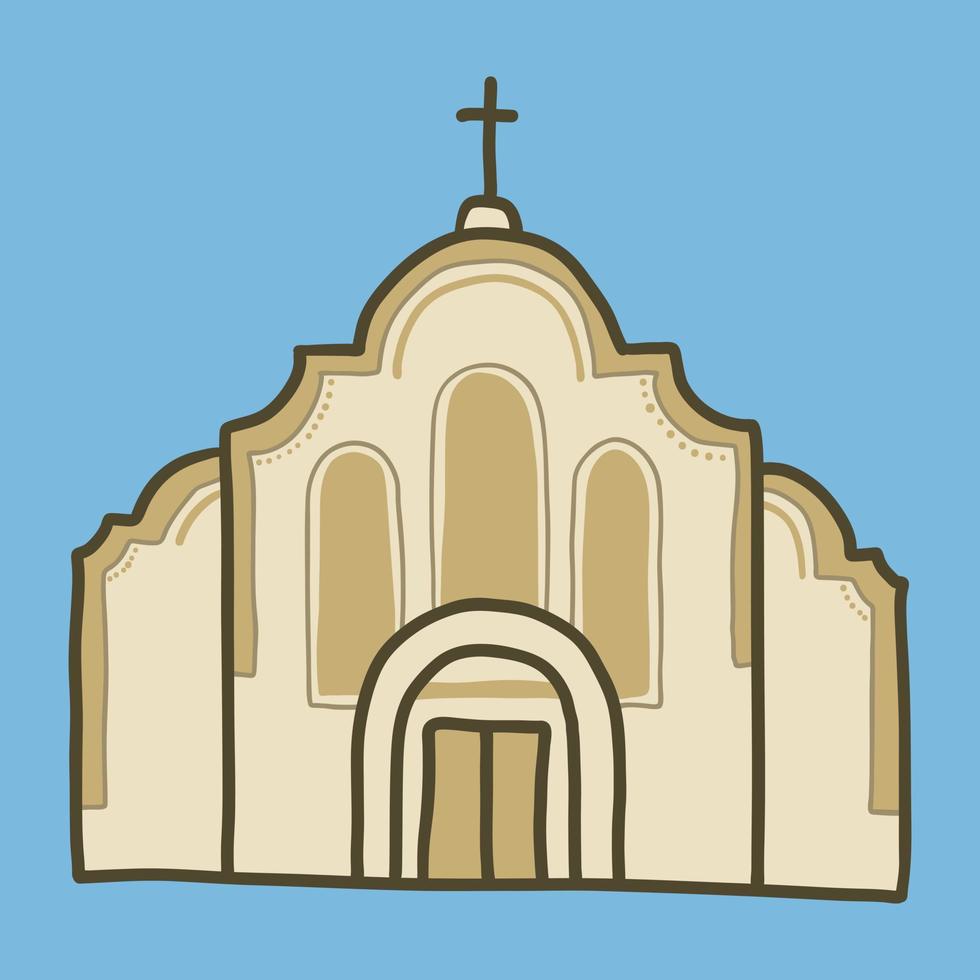 icono de la iglesia católica, estilo dibujado a mano vector