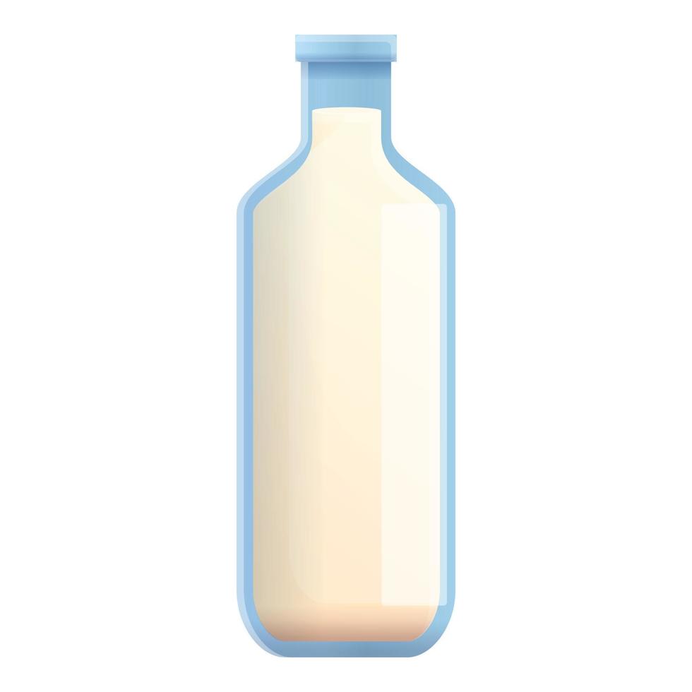 Glass milk bottle icon, cartoon style vector