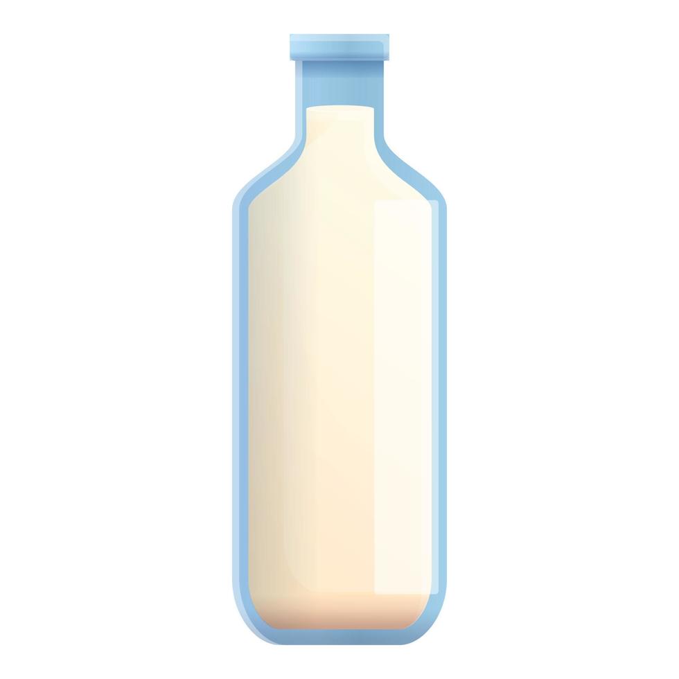 icono de botella de leche de vidrio, estilo de dibujos animados vector