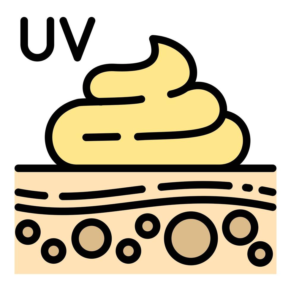 Uv cream on skin icon, outline style vector