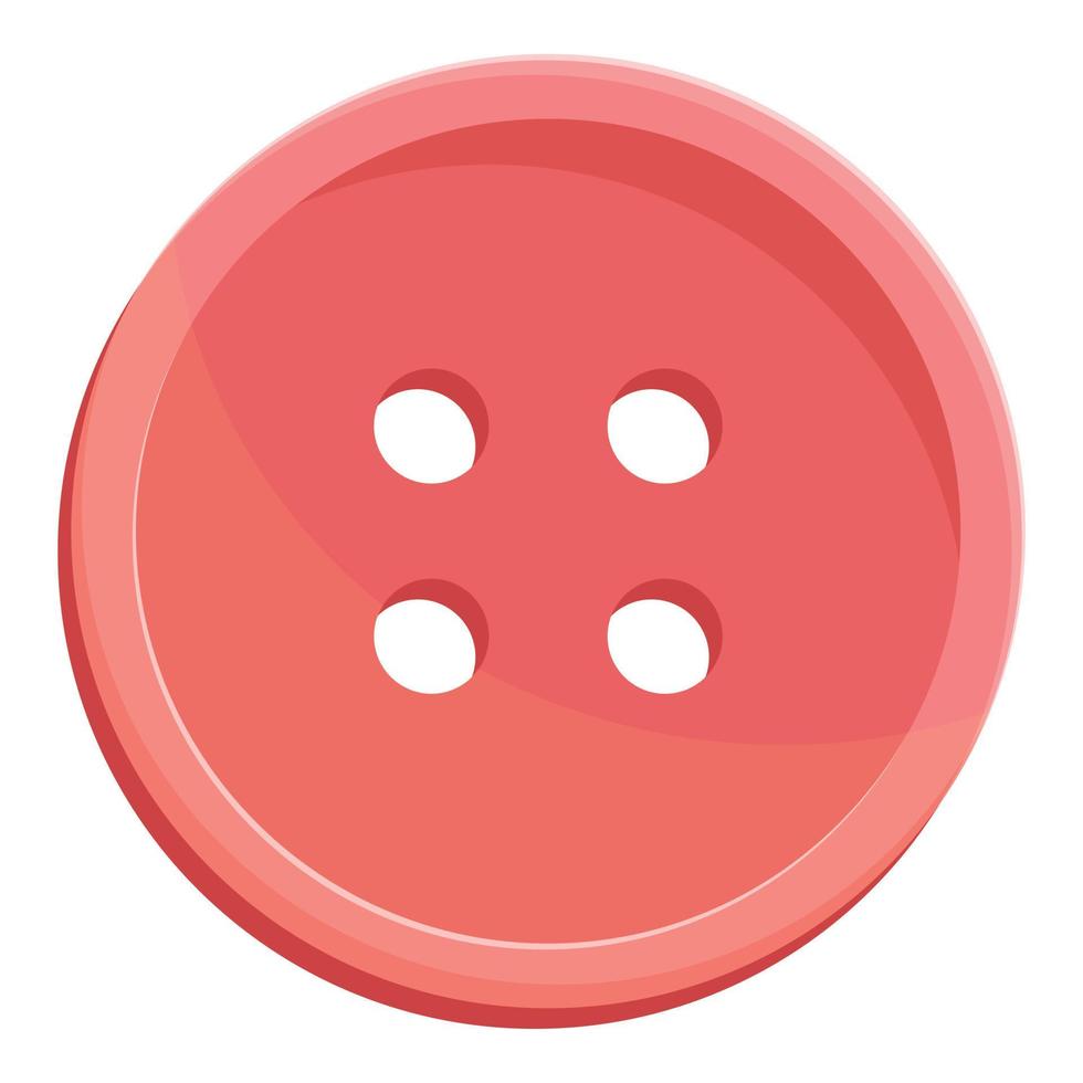 Red clothes button icon, cartoon style vector