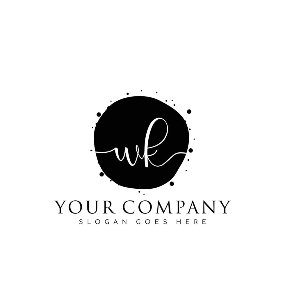 Initial WK beauty monogram and elegant logo design, handwriting logo of initial signature, wedding, fashion, floral and botanical with creative template. vector