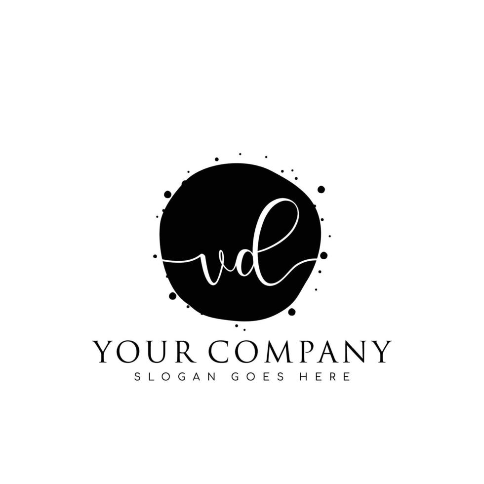 Initial VD beauty monogram and elegant logo design, handwriting logo of initial signature, wedding, fashion, floral and botanical with creative template. vector