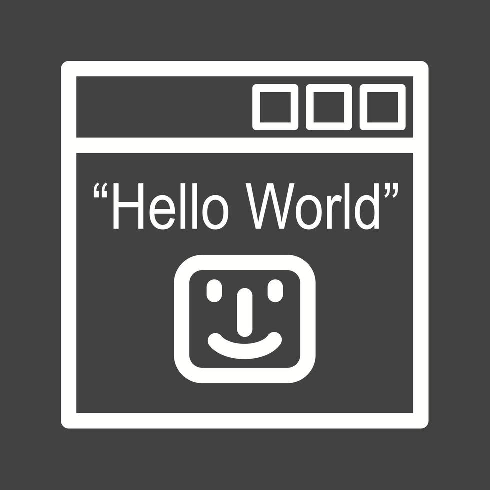 Hello World Program Line Inverted Icon vector