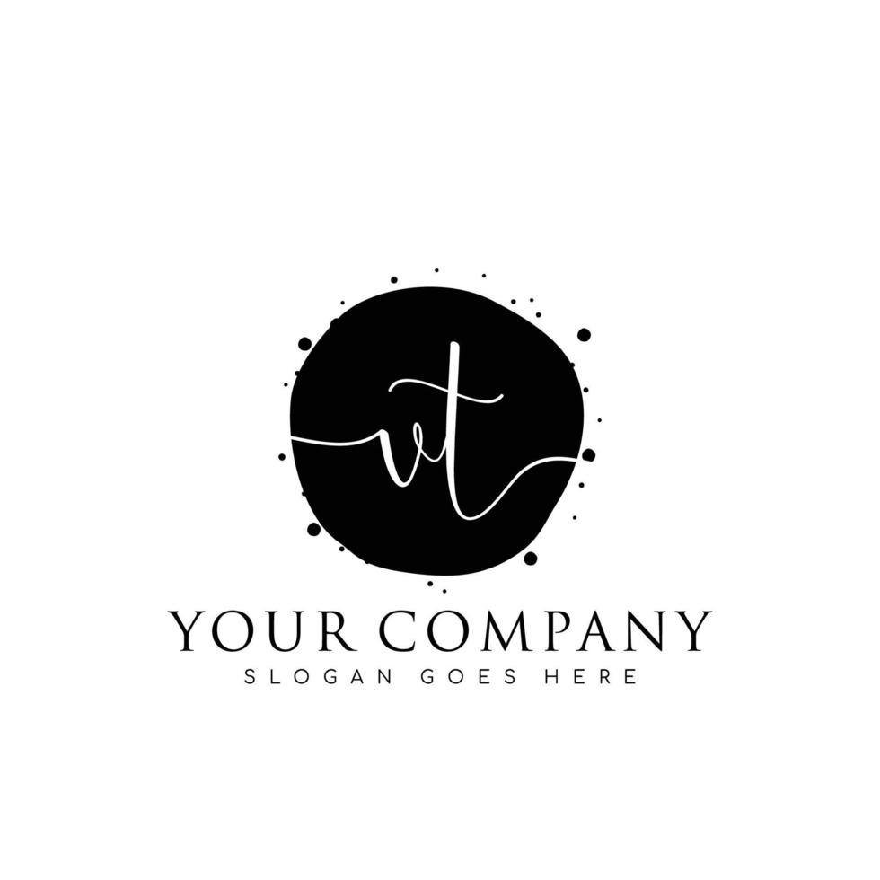 Initial VT beauty monogram and elegant logo design, handwriting logo of initial signature, wedding, fashion, floral and botanical with creative template. vector