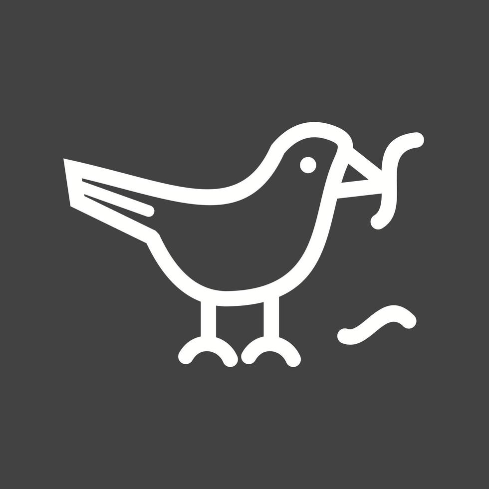 Bird Eating Worm Line Inverted Icon vector