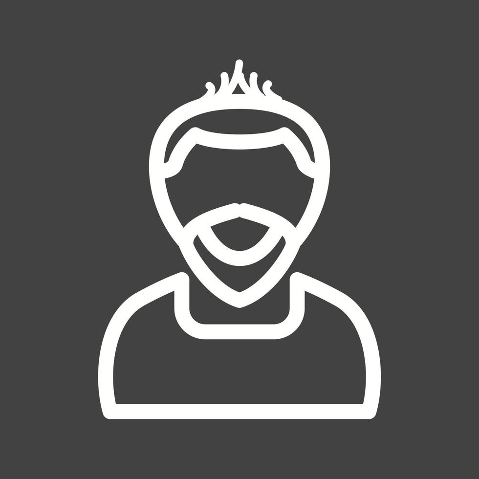 Man in Punk Hairstyle Line Inverted Icon vector