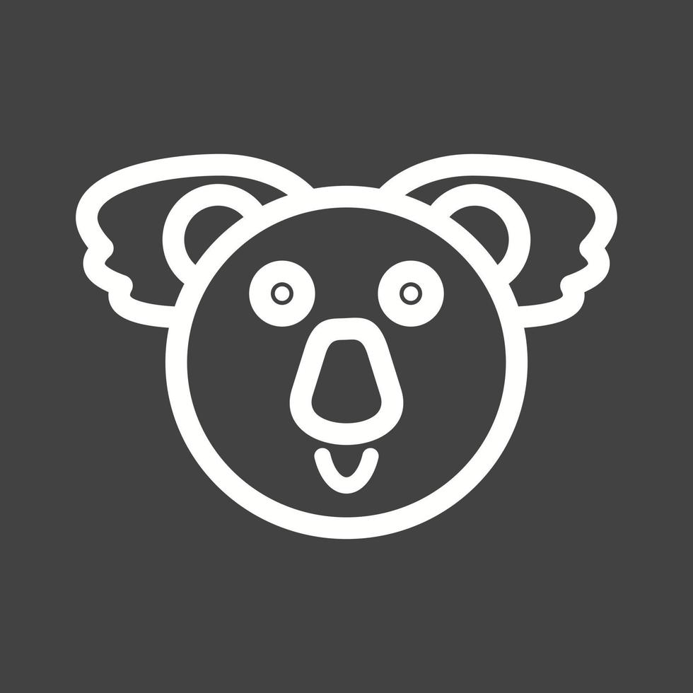 icono de línea de cara de oso koala invertida vector