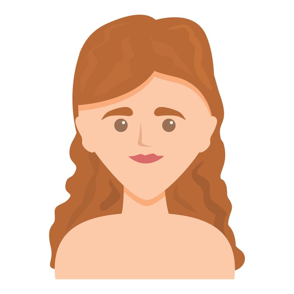 Woman with long hair icon, cartoon style vector