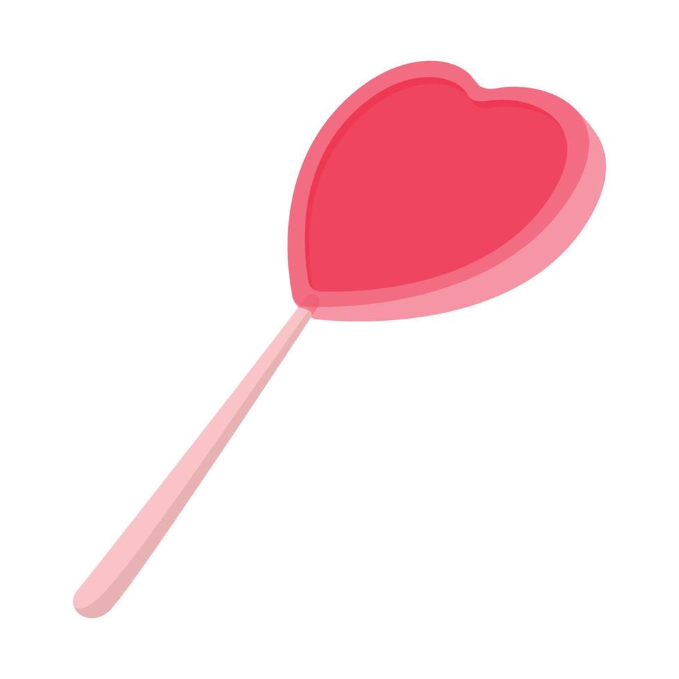caramelo rosa en un palo en forma de icono del corazón vector