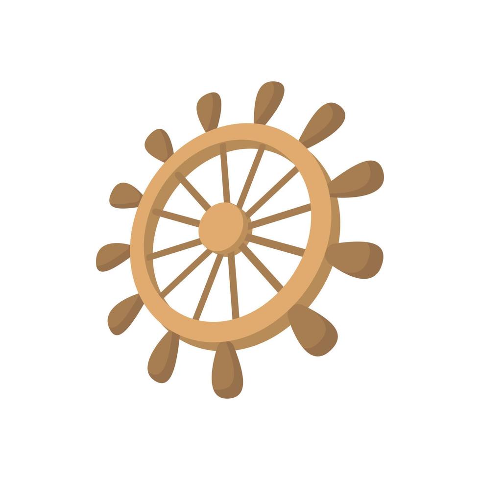 icono de rueda de barco de madera, estilo de dibujos animados vector
