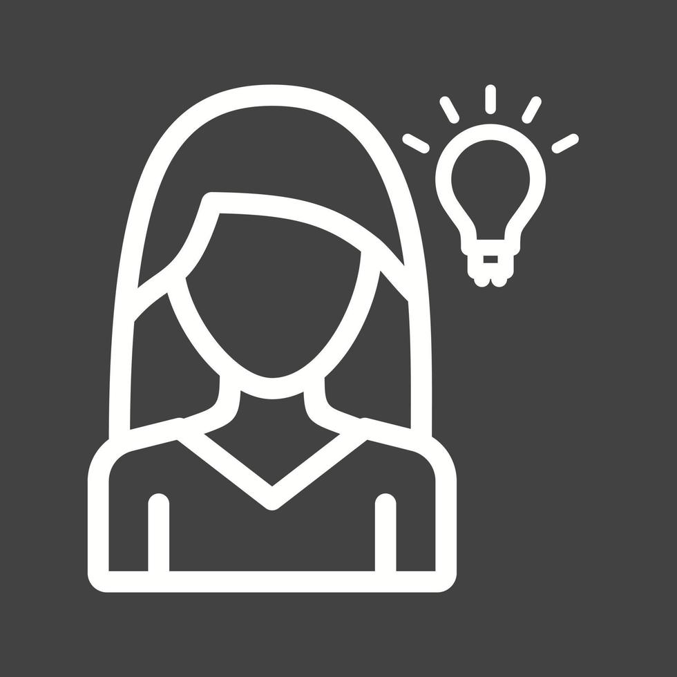 Woman Thinking Line Inverted Icon vector