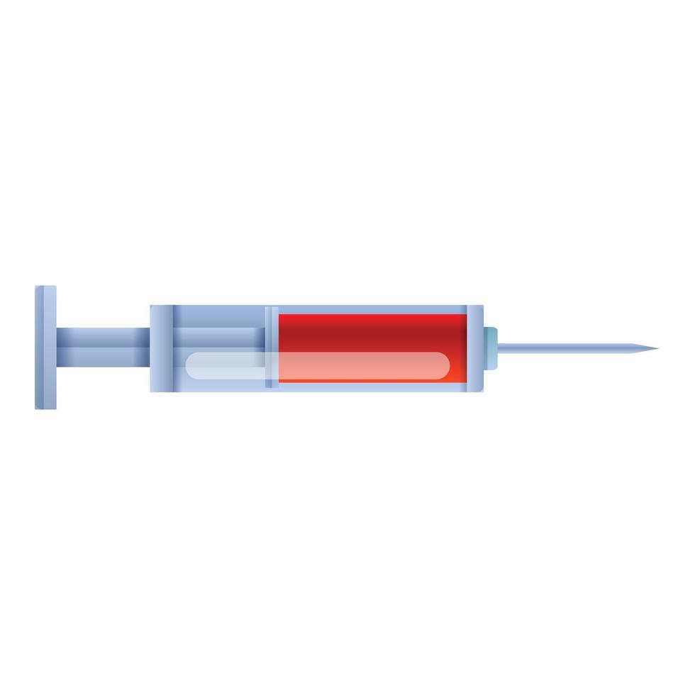 Blood syringe icon, cartoon style vector
