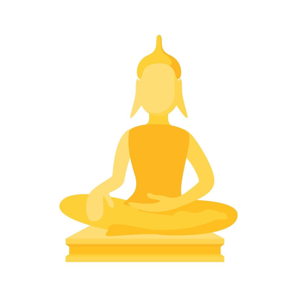 Buddha statue icon, cartoon style vector
