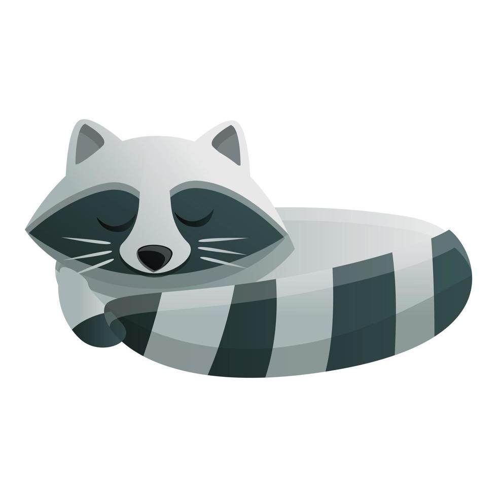 Raccoon sleeping icon, cartoon style vector