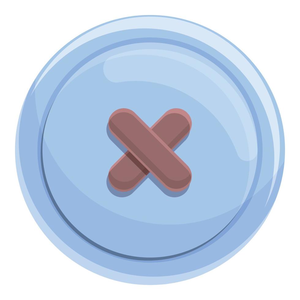 Icono de botón de reparación de costura, estilo de dibujos animados vector