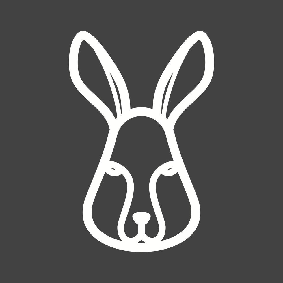 Rabbit Face Line Inverted Icon vector
