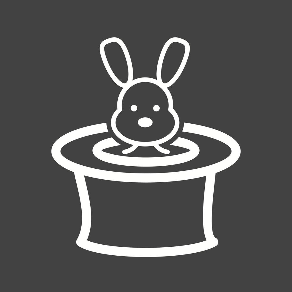 Rabbit in Hat Line Inverted Icon vector