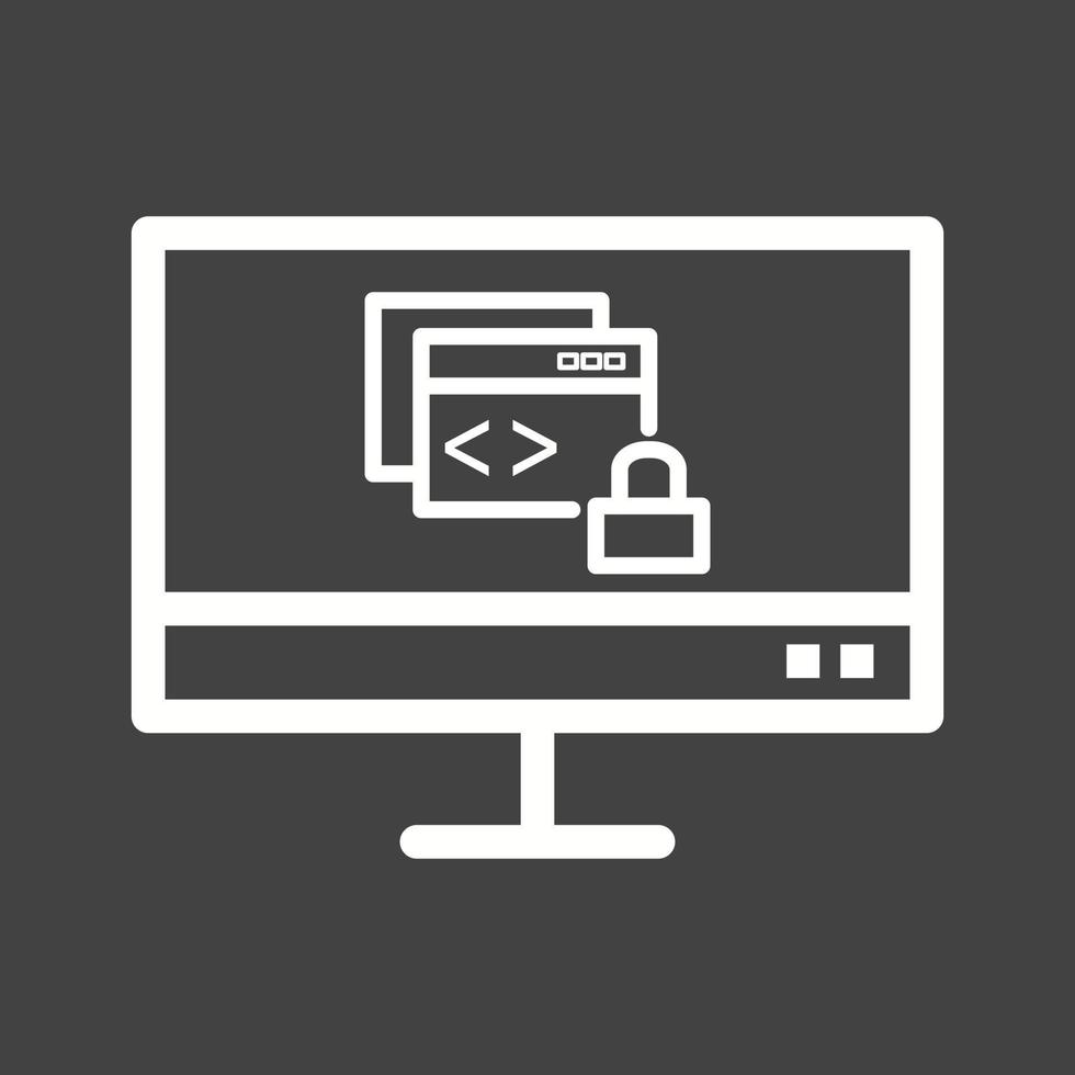 Secure Code Line Inverted Icon vector