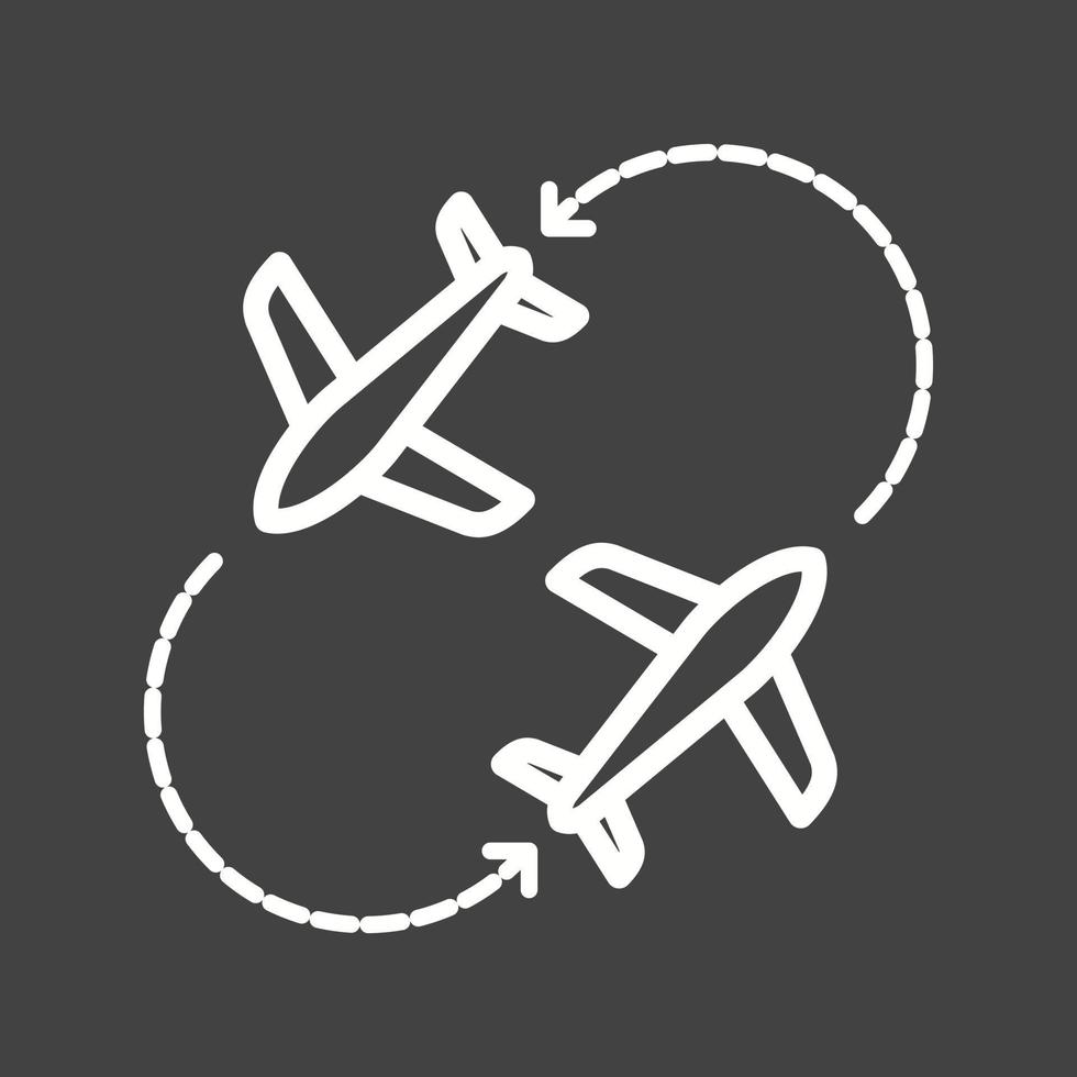 icono de línea de vuelos de viaje redondo invertido vector