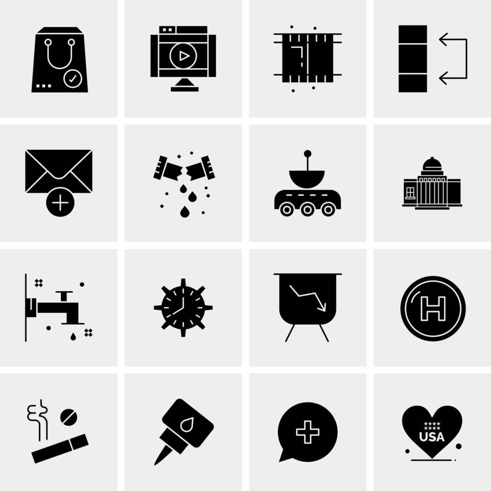 16 iconos de negocios universales vector ilustración de icono creativo para usar en proyectos relacionados con la web y dispositivos móviles